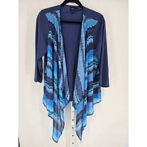 Rafaella Women's Blue Long Sleeve Open Front Asymmetric Cardigan Size 1X